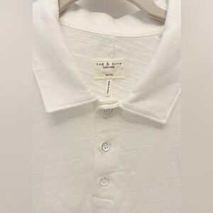 rag & bone Men's White Polo with Button Placket